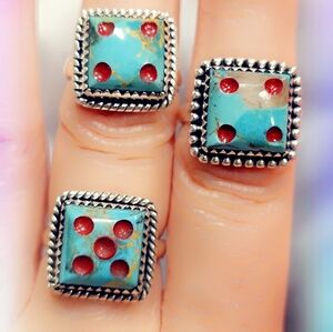 Turquoise Dice 🎲 Sterling Gemstone Ring